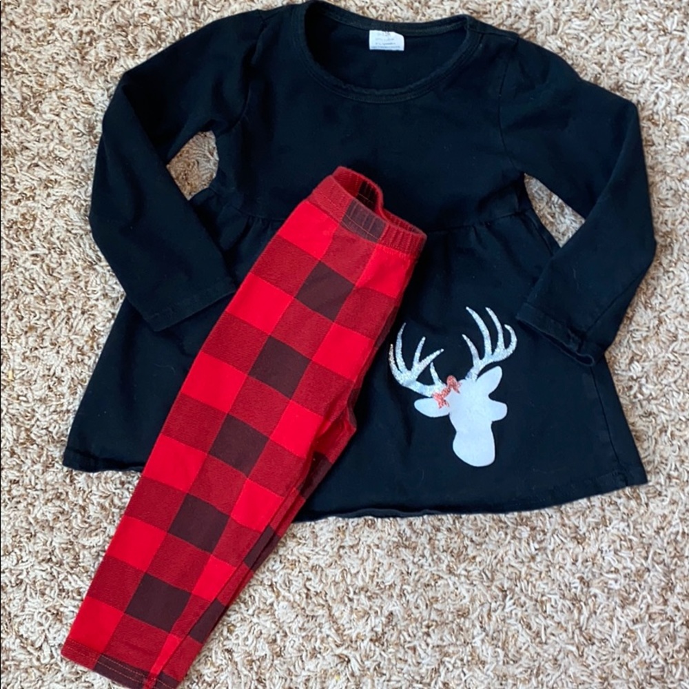 6-12M baby girl 2-piece buffalo plaid set.